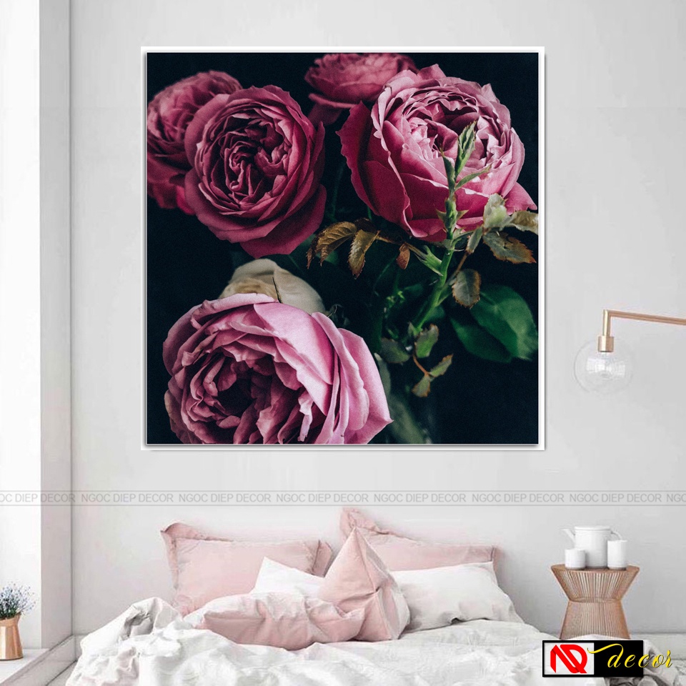 Tranh Decor phòng ngủ hoa mẫu đơn hiện đại Canvas treo tường trang trí phòng khách hiện đại nghệ thuật số hóa X39