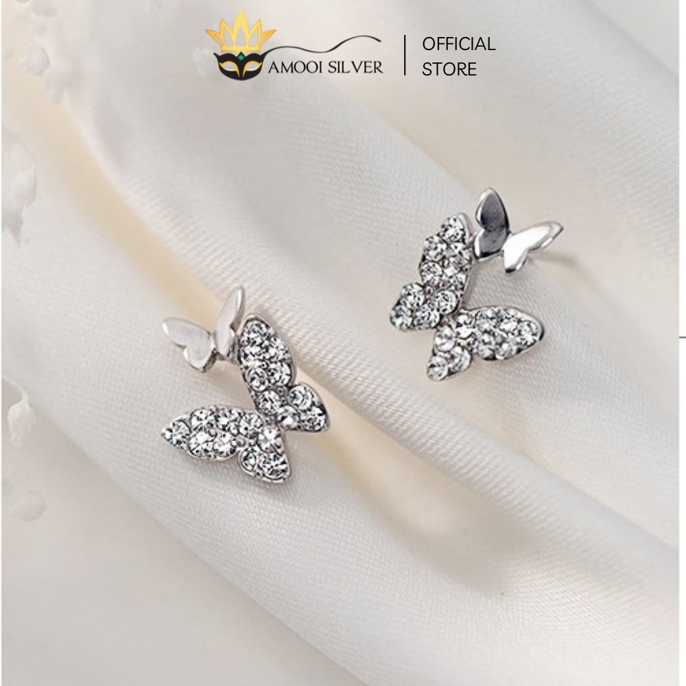 Bông tai bạc S925 đôi bướm - Amooi Silver AB179