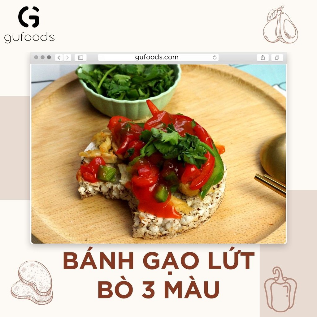 Bánh gạo lứt Yến Mạch ăn kiêng, tập GYM GUfoods - gói 165gram- 500gram