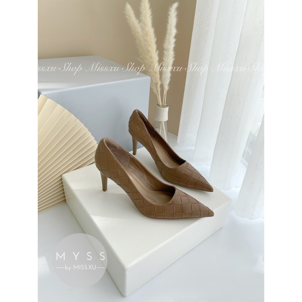 Giày nữ mũi nhọn vân ô 7 cm thời trang MYSS - CG189