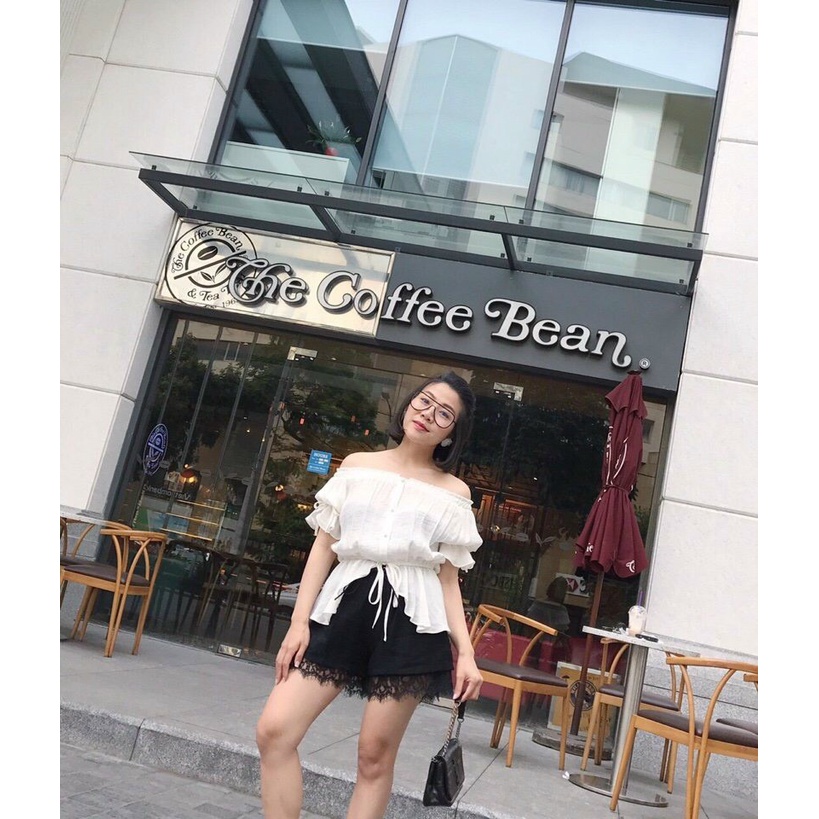 quần đùi chất đũi mềm phối ren dưới u