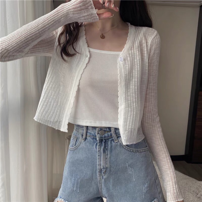 [có ảnh thật] Áo cardigan mỏng mặc mùa hè phong cách Ulzzang Hàn Quốc