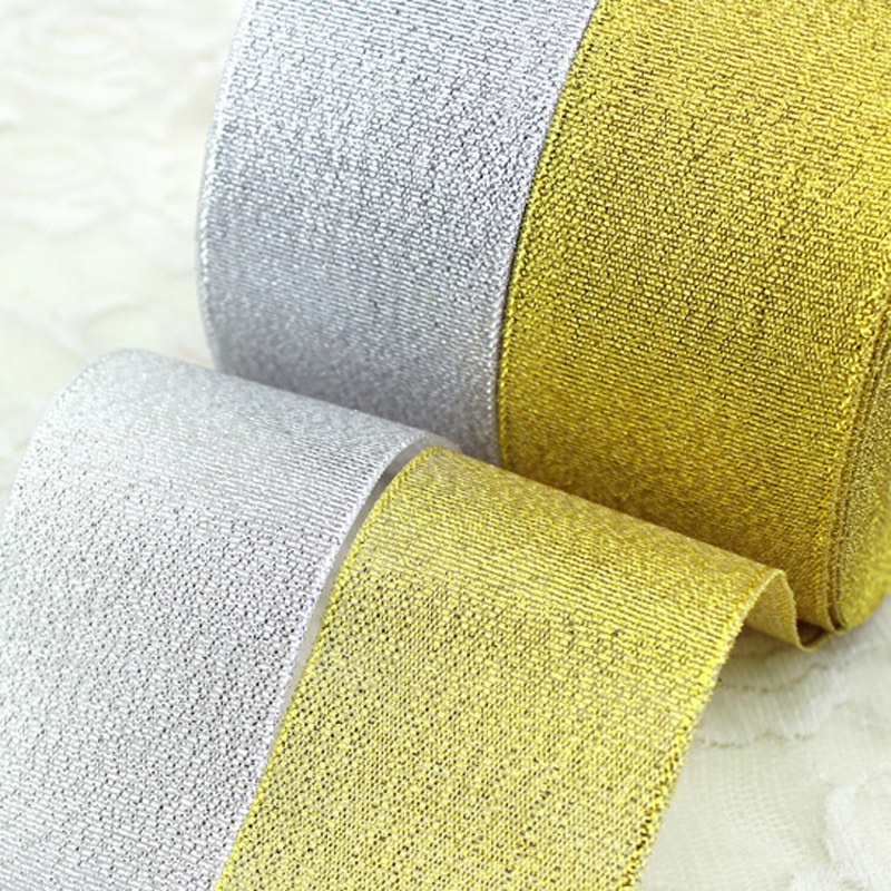 Cuộn dây ruy băng màu vàng/bạc dài 25 yards dài 50mm dùng trang trí giáng sinh