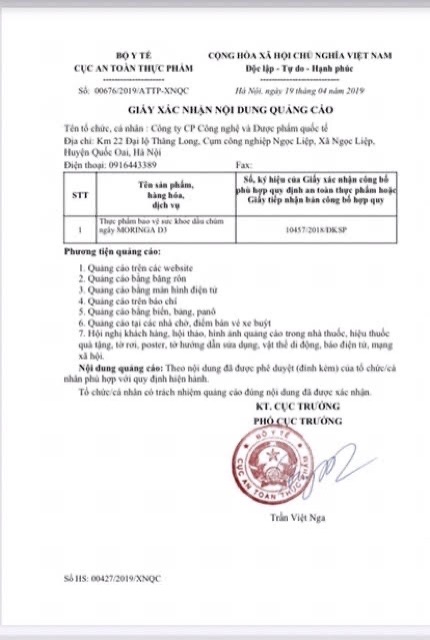 Dầu Chùm Ngây Moringa D3