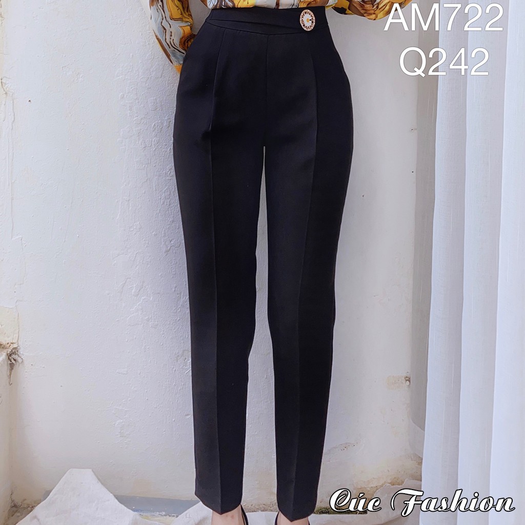 Quần baggy nữ công sở cao cấp Cúc Fashion Q242 quần bagy đai hoa cúc
