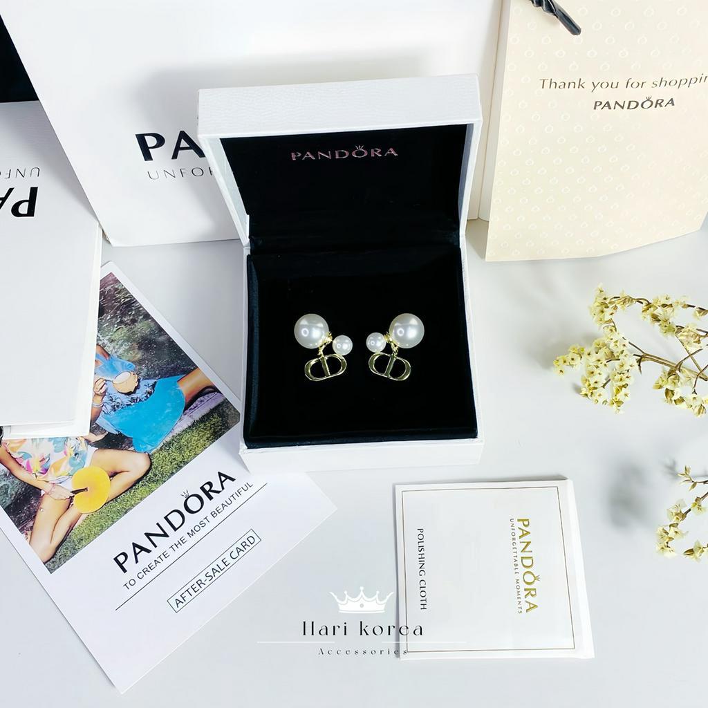 Sét trang sức CD ngọc nhỏ, Dây chuyền và bông tai thời trang, vòng cổ ngọc cao cấp hari korea accessories