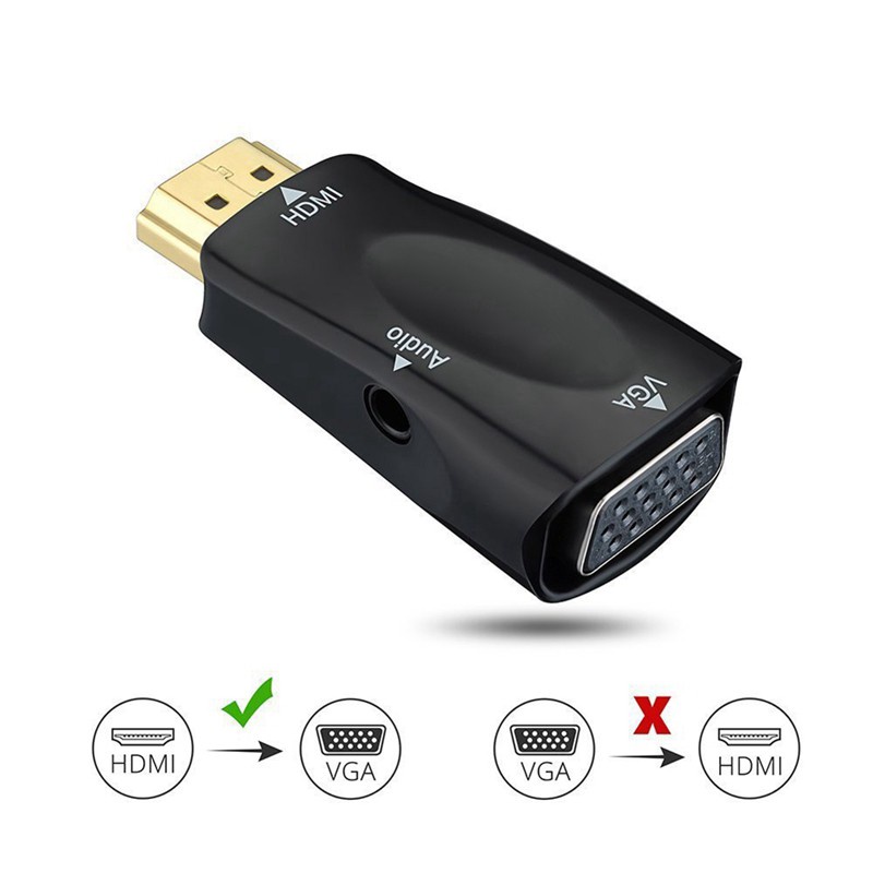 1080P HDMI Male to VGA Female Adapter with 3.5mm Jack Audio Video Converter with DC Buck Converter CC CV Power ule