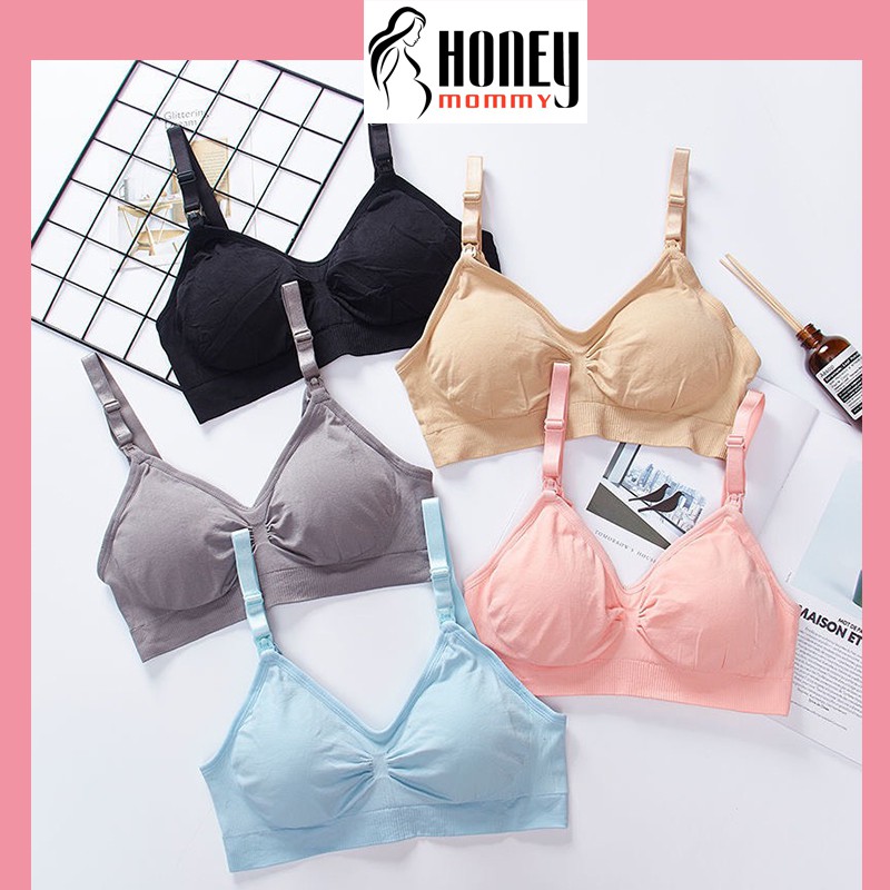 Áo Lót Cho Con Bú Sau Sinh Chất Cotton Thông Hơi Chống Chảy Xệ, Áo Ngực Bầu Không Gọng HN1604 Honey Mommy
