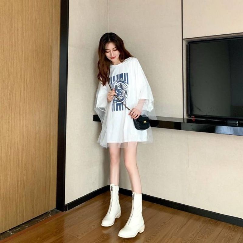 Đầm thun tay lỡ dáng rộng cỡ lớn thiết kế trẻ trung cho nữ