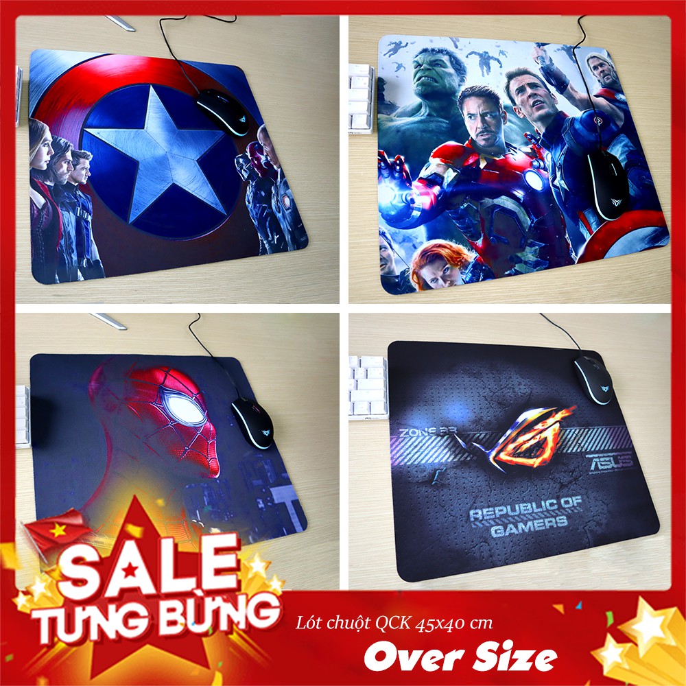 Lót Chuột Hình QcK Size 45 x 40 cm Classic - Avenger - SpiderMan - Roglogo - Captian America