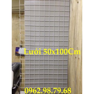 Khung treo lưới sắt 50x100cm sơn trắng 1 tấm và móc treo phần chi tiết