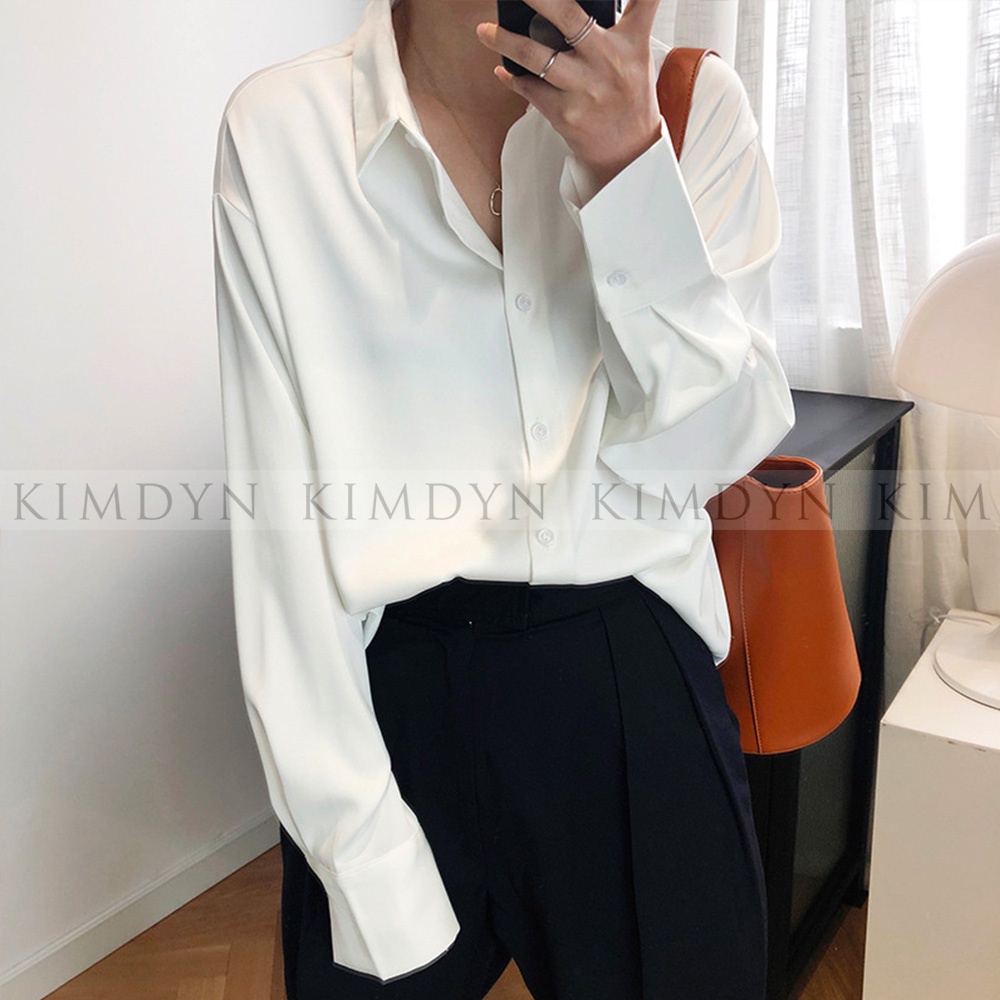 Áo sơ mi lụa form rộng sang trọng KimDyn