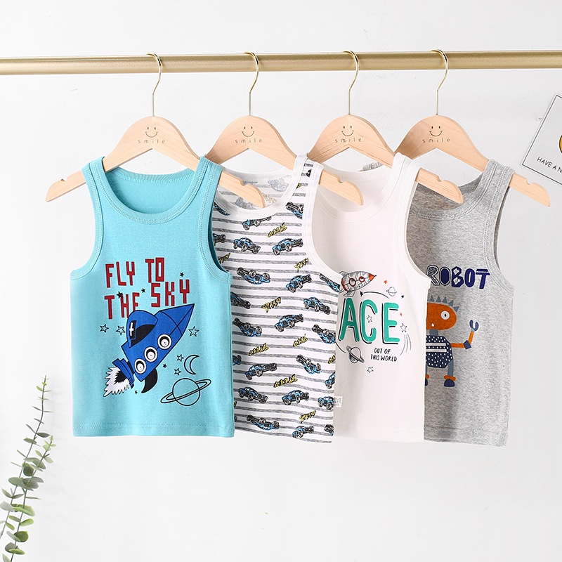 AT55 Size100-160 (12-40Kg) Áo thun bé trai (Áo 2 dây thun gân) Thời trang trẻ Em hàng quảng châu