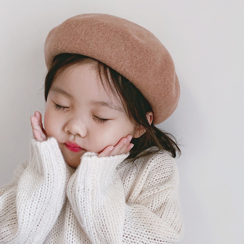Mũ Beret Màu Đỏ Thời Trang Xuân Thu Phong Cách Hàn Quốc Dễ Thương Cho Mẹ Và Bé