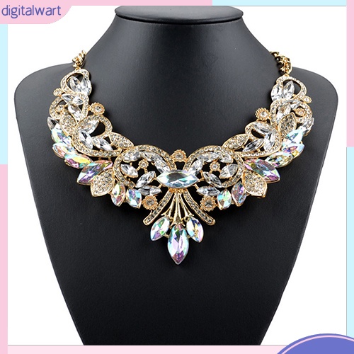 Dây chuyền hình hoa đính đá quý nhân tạo nhiều màu sắc sang trọng cá tính dành cho nữ