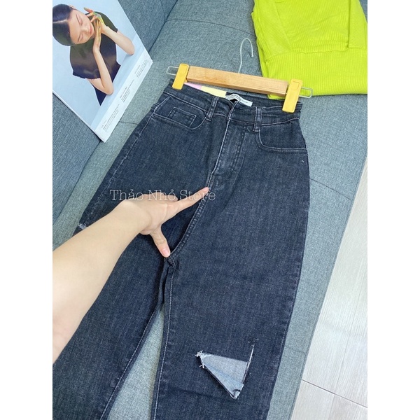 quần jean lưng cao rách ngang(hình thật shop Thảo Nhỏ Store chụp )