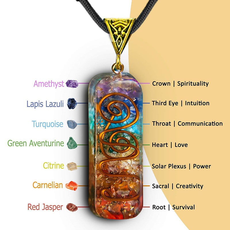 Vòng cổ Mặt Đá Chakra 7 Chakras Có Thể Điều Chỉnh
