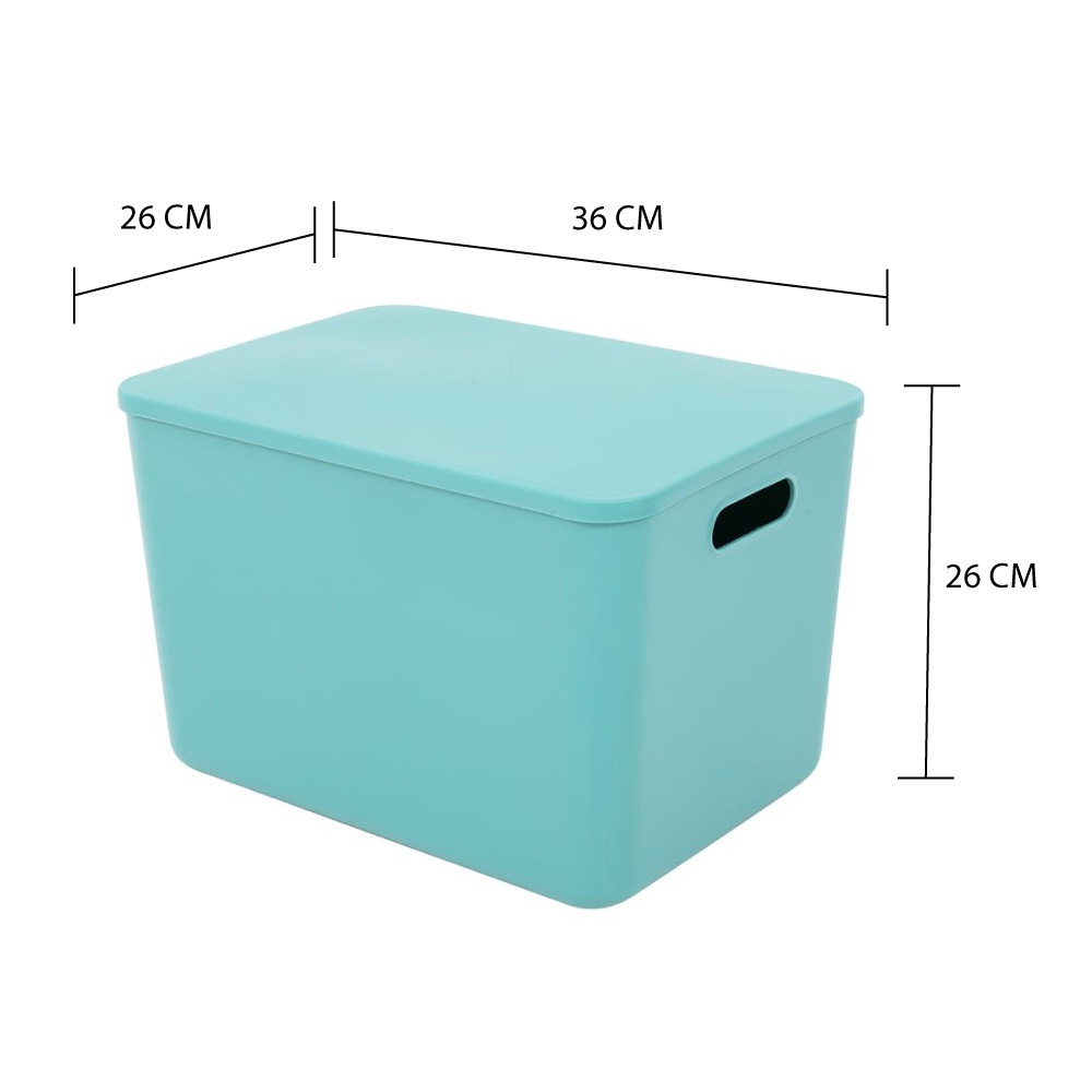 HomeBase STACKO Thùng nhựa có nắp size L R24xS36xC26cm màu xanh lá