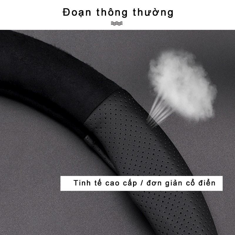 Bọc vô lăng ô tô cờ Pháp đính logo hãng xe thoáng khí chống trơn trượt