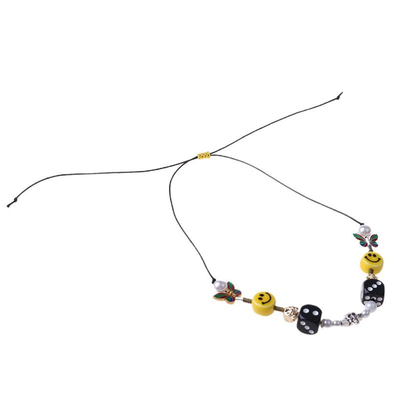 Vòng cổ choker mặt hình xúc xắc đầu lâu phong cách punk thời trang đường phố unisex