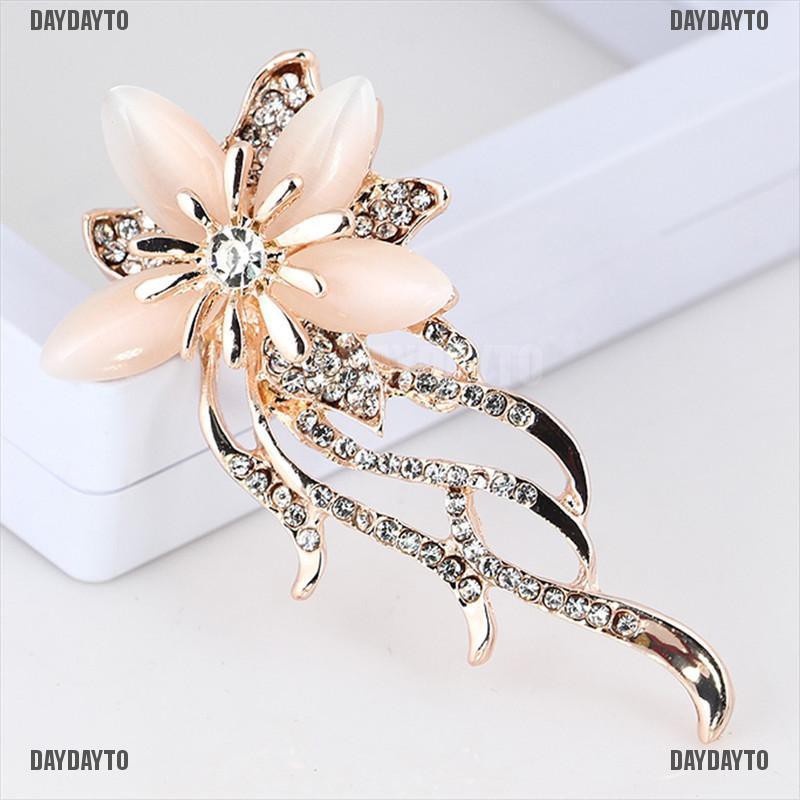 Ghim Cài Áo Hình Hoa Đính Đá Opal Pha Lê Cho Nữ