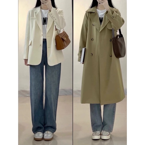 Áo khoác blazer nữ 2 lớp màu trắng sữa phong cách trẻ trung và năng động | BigBuy360 - bigbuy360.vn