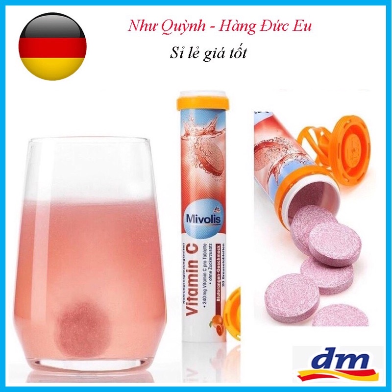 Viên Sủi Mivolis Vitamin C và các vị khác Hỗ trợ tăng cường hệ miễn dịch 20 Viên của ĐỨC
