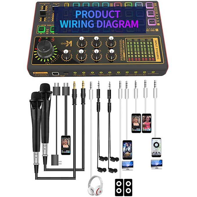 Sound Card Livestream K300 hỗ trợ Auto tune tích hợp pin hiển thị bluetooth – Thu âm, Karaoke Livestream FB, Bigo