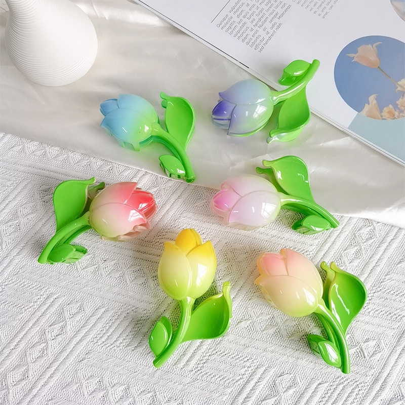 Kẹp tóc Haimeikang hình hoa tulip dễ thương kích thước 9cm