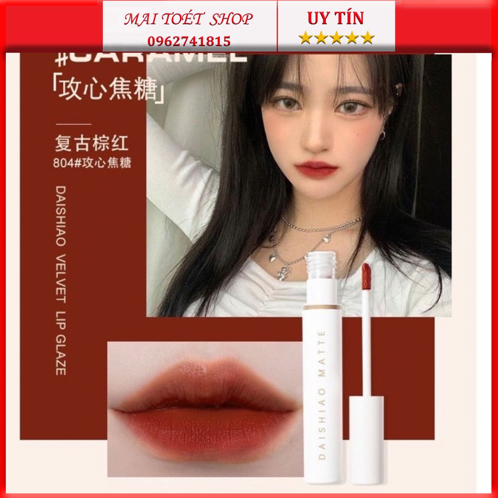 Sét 4 son kem lì DAISHIAO MATTE,thiết kế sang trọng,tạo hiệu ứng mềm mịn như nhung ,vị đào,son nội địa trung