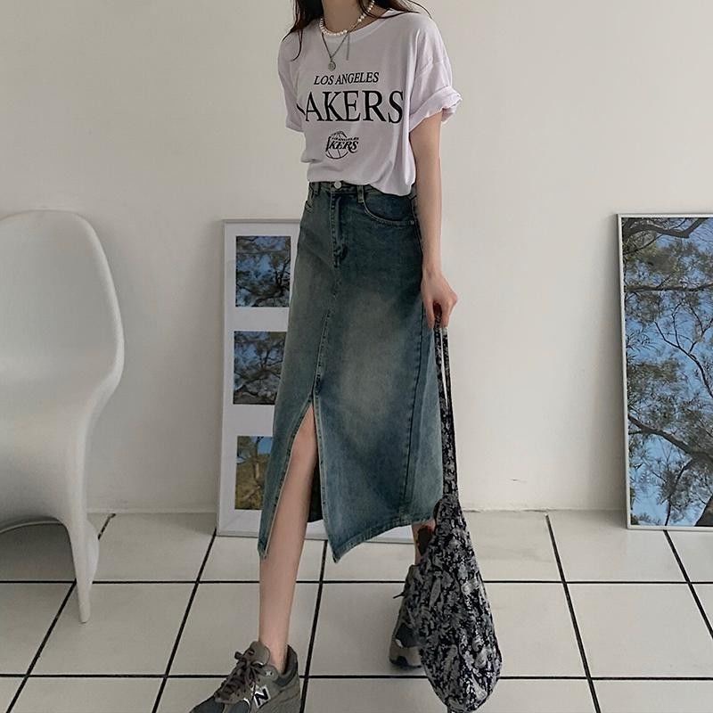Chân váy jean Dáng Chữ A Lưng Cao Phong Cách Hàn Quốc Thời Trang Cho Nữ