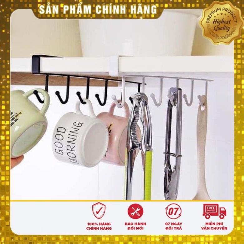 Móc treo đồ cài dưới tủ kim loại sơn tĩnh điện  6 moc, màu đen và trắng