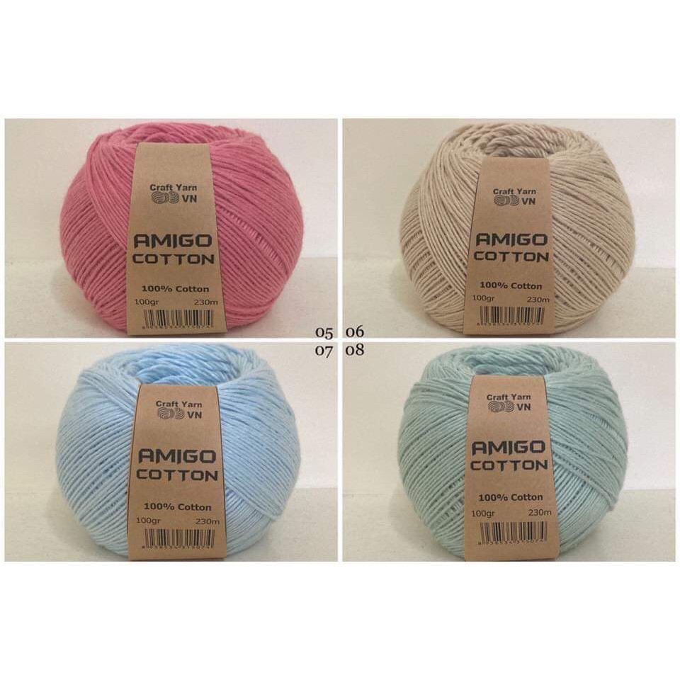 Sợi Amigo cotton -full mã màu-100g-100% cotton