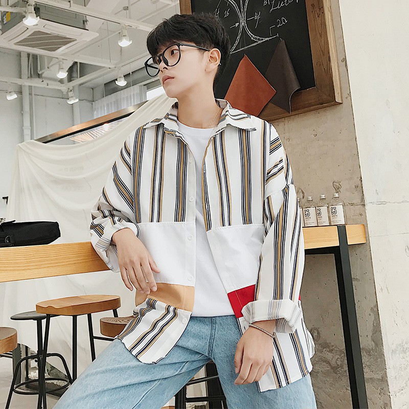sơ mi nam kẻ sọc chuẩn hàn quốc - hàng độc