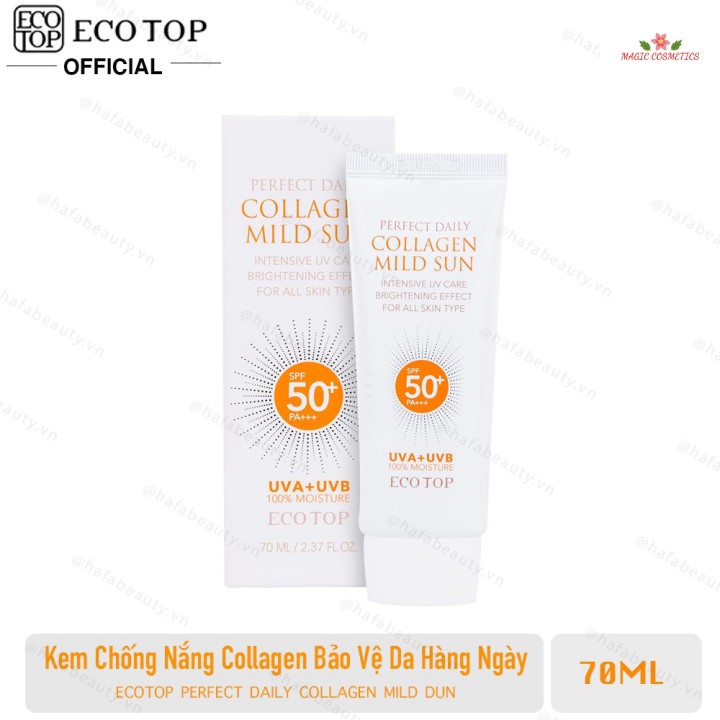 [Mã giảm giá] Kem chống nắng Ecotop Perfect Daily Collagen Mild Sun SPF50 70ml