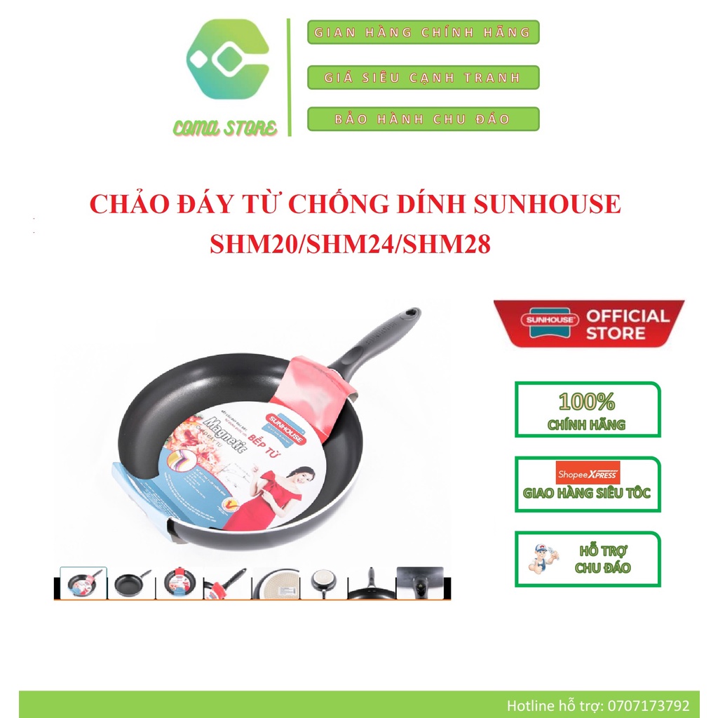 CHẢO ĐÁY TỪ CHỐNG DÍNH SUNHOUSE SHM20/SHM24/SHM28 (DÙNG MỌI LOẠI BẾP) - HÀNG CHÍNH HÃNG