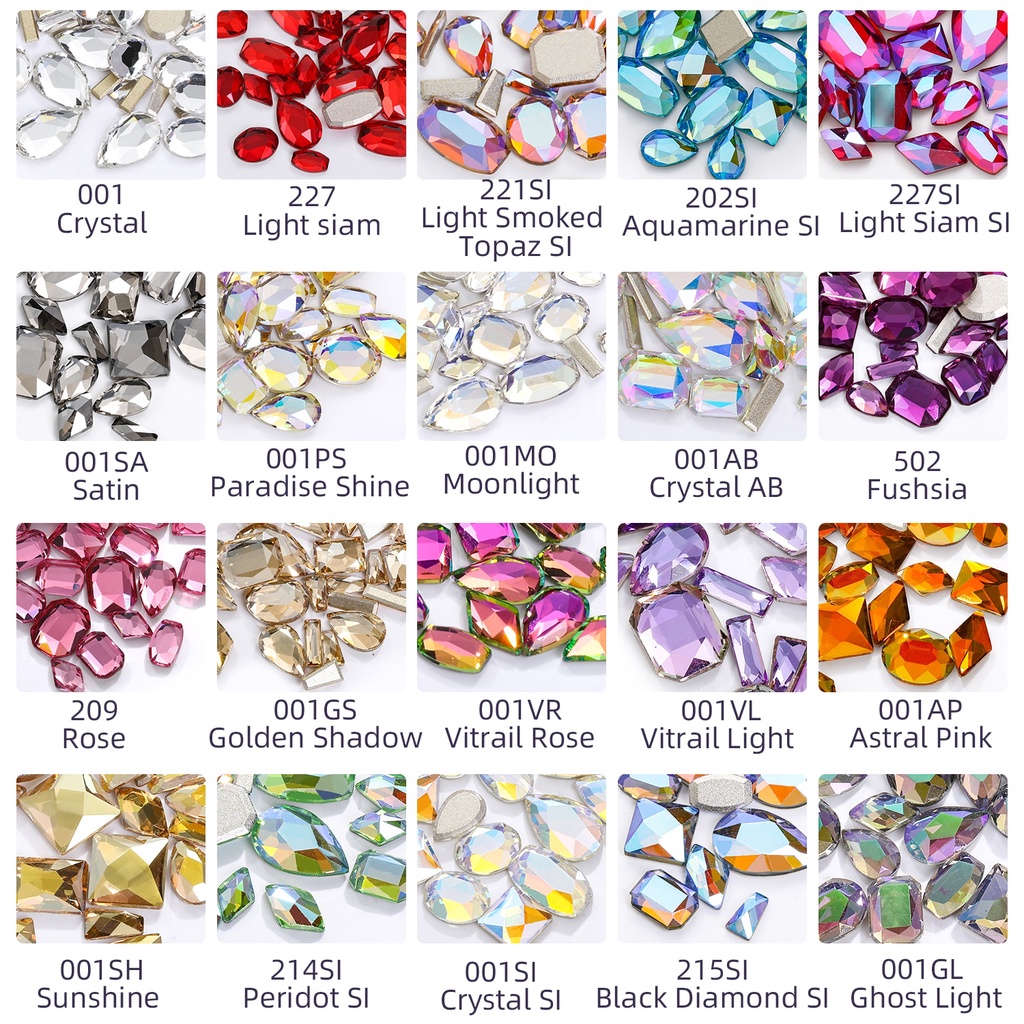 Set 20 Viên Đá Quý Nhân Tạo Mặt Phẳng Dùng Trang Trí Móng Tay Nghệ Thuật