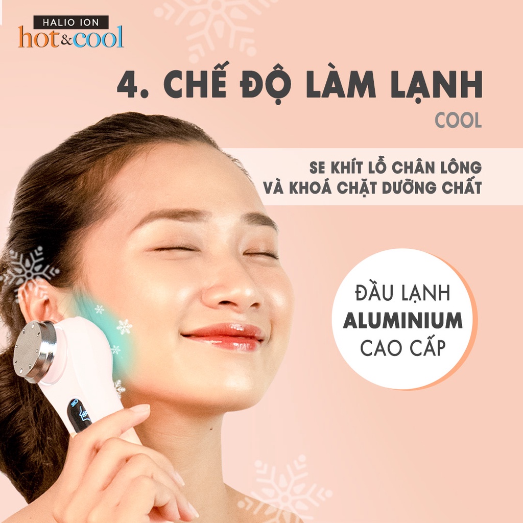 Máy Đẩy Tinh Chất Dưỡng Trắng Nóng Lạnh Halio Ion Hot &amp; Cool Beauty DeviceTrắng