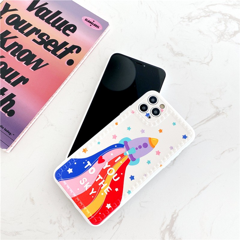 Ốp lưng iphone Rainbow Rocket IMD dày dặn viền nổi 6/6plus/6s/6splus/7/7plus/8/8plus/x/xs/11/12/pro/max/plus/promax | BigBuy360 - bigbuy360.vn