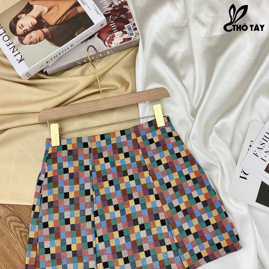 Chân váy caro phối màu THỎ TÂY CV209CX452