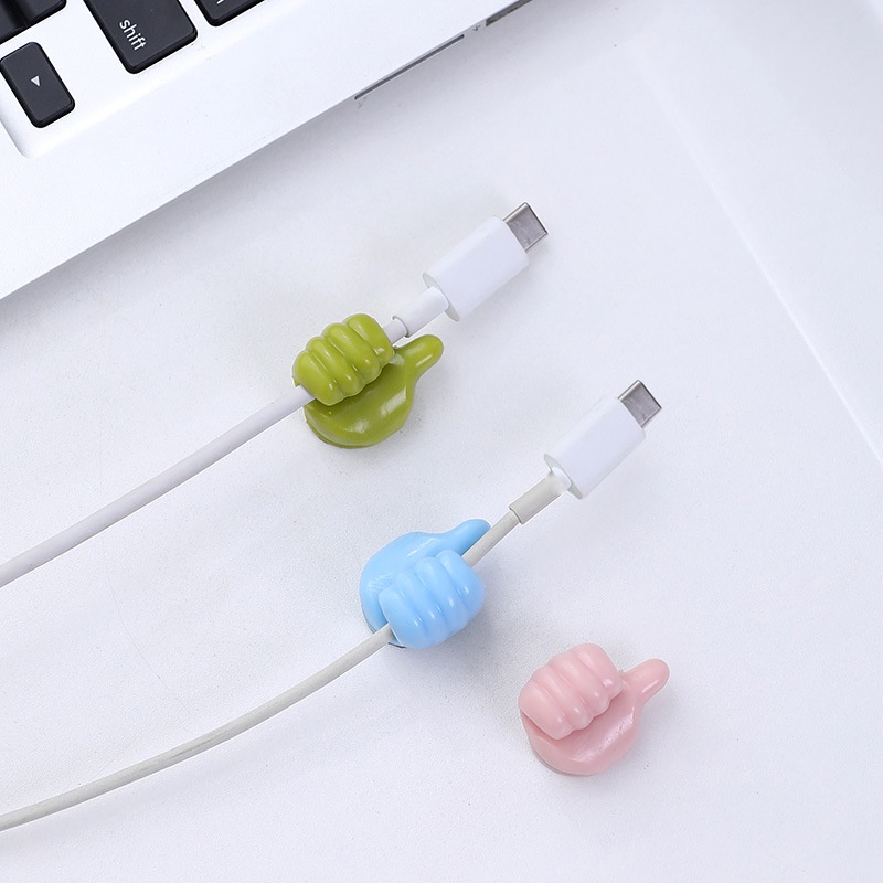 Giá Đỡ Cuộn Dây Cáp Dữ Liệu/Móc Treo Tường Bằng Silicon Mềm Hình Ngón Tay Sáng Tạo