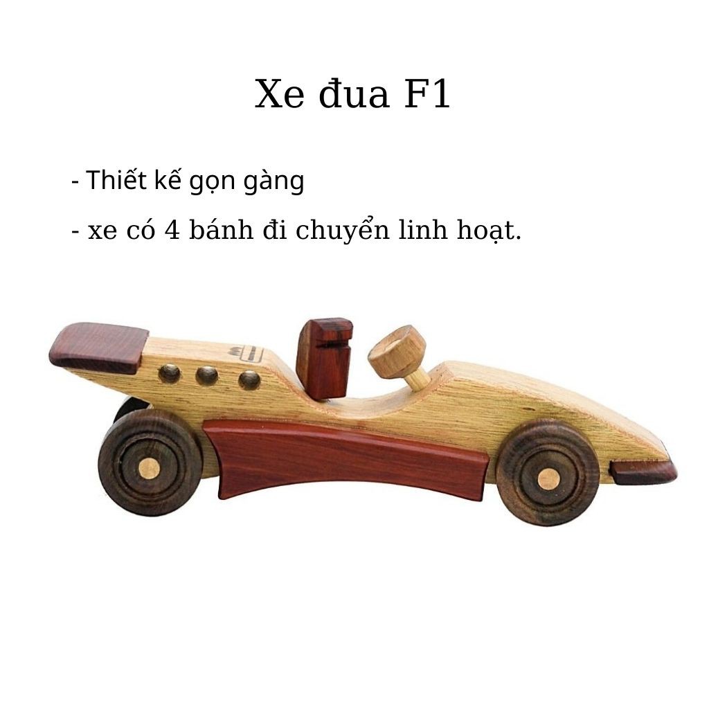 Đồ chơi gỗ xe đua F1, đồ chơi Chàng Trai Gỗ, chất liệu an toàn cho bé.