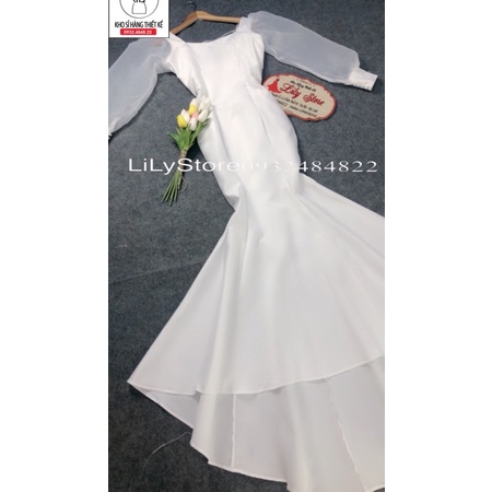 ĐẦM CƯỚI BODY ĐUÔI CÁ LƯNG KẾT CHUỖI NGỌC FULL SIZE S M L XL .ẢNH VÀ VIDEO CHỦ SHOP TƯ QUAY 10000%