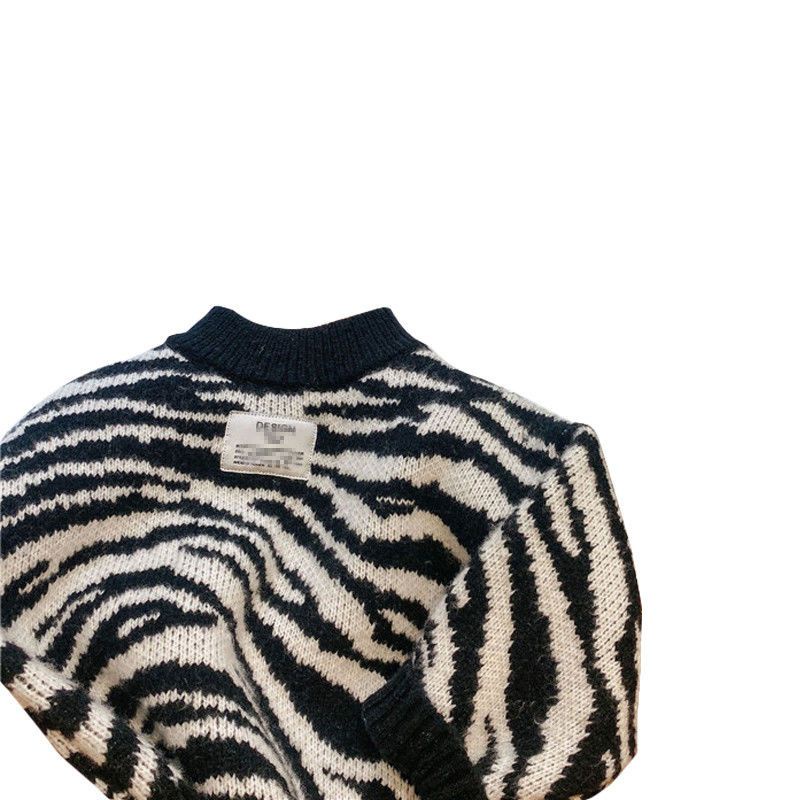 Hàng Mới Về Áo Sweater Lông Cừu Cổ Tròn Họa Tiết Ngựa Vằn Thời Trang Mùa Đông 2022 Cho Bé Trai Và Gái