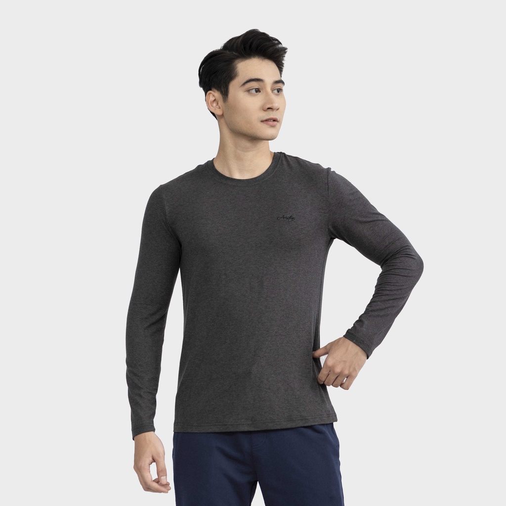 Áo thun nam dài tay ARISTINO phom Regular fit suông nhẹ thoải mái, chát mềm mại, co giãn - ALT008W2