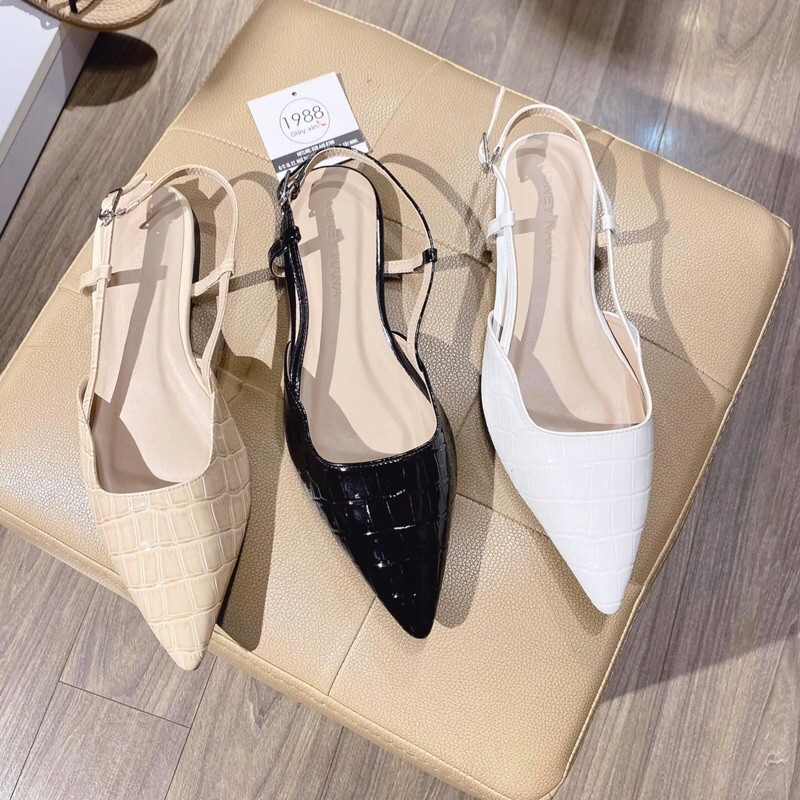 SANDAL XẸP BÍT MŨI DA RẮN - QUAI GÀI