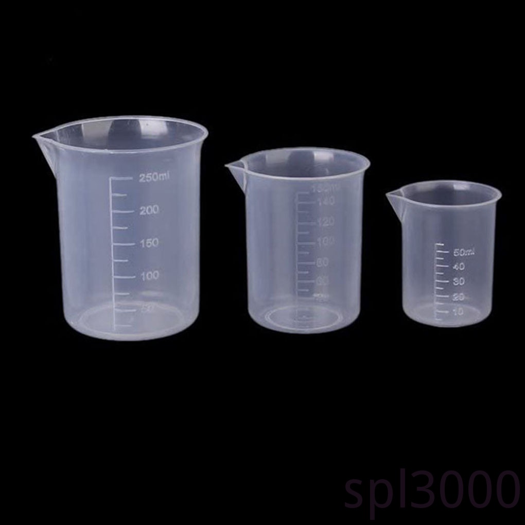 Set 3 Cốc Đo Lường Bằng Nhựa Chuyên Dụng Cho Phòng Thí Nghiệm