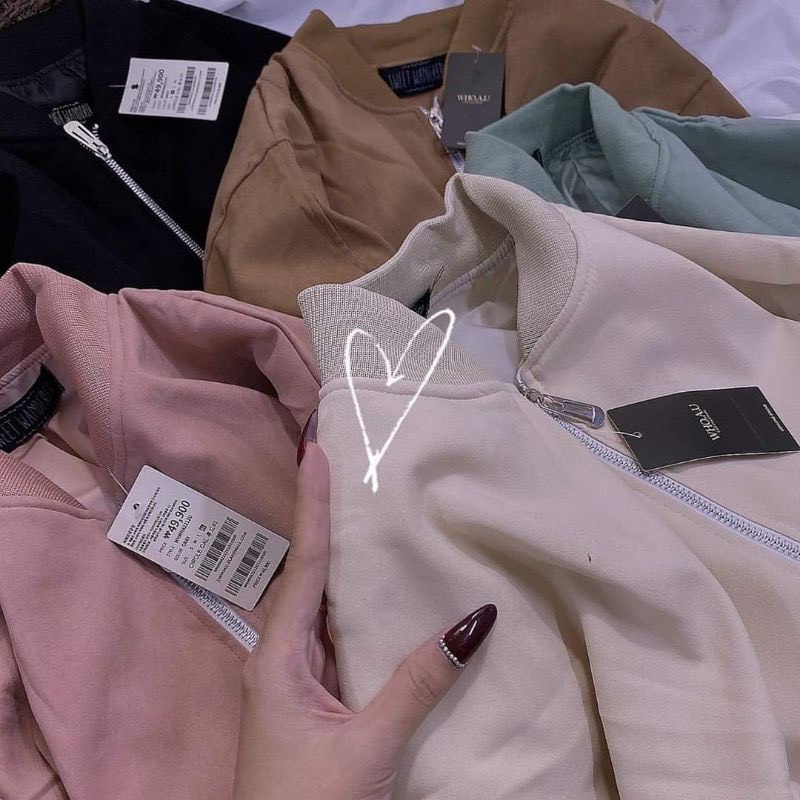 AKDL1_Áo Khoác Nữ_Áo Bomber Lửng Form Unisex_Tay Cánh Dơi Phồng Phom Rộng_Chất Da Lộn Mịn Nhập_Hàng May 2 Lớp Freesize