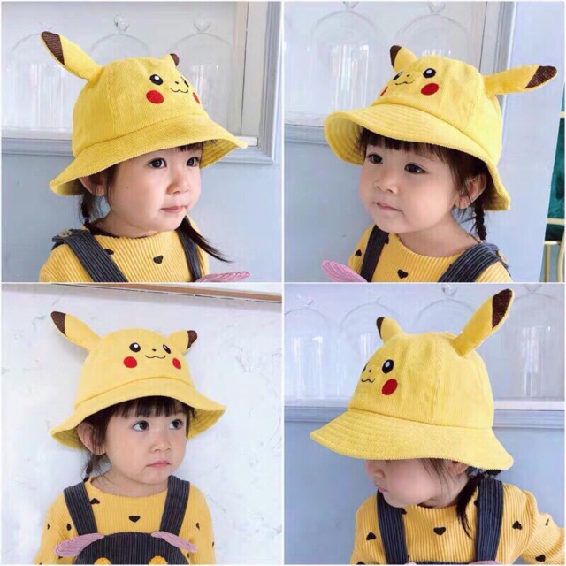 (SỈ)nón bucket /mũ tai bèo pikachu dễ thương cho bé