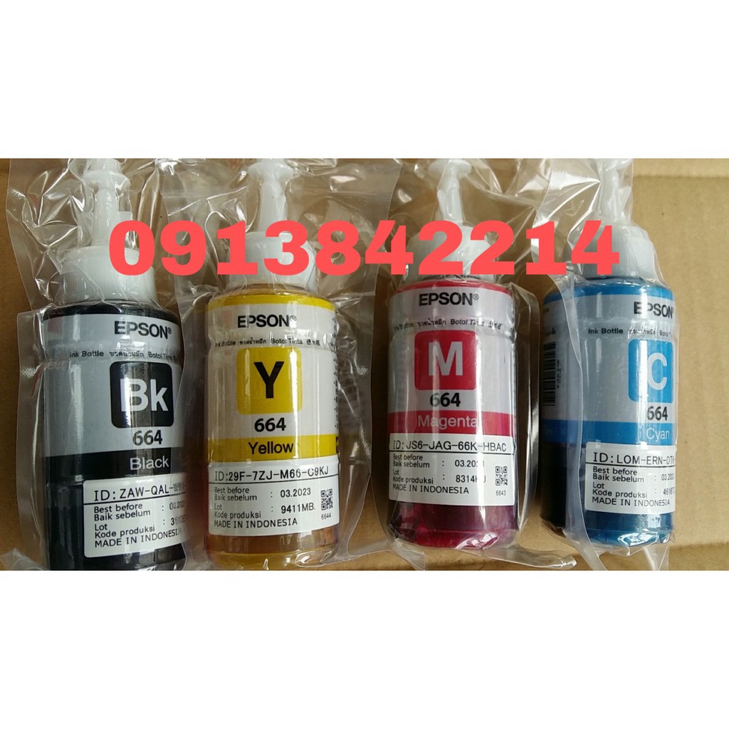 Mực in epson L300 / L310 / L350 / L360 / L1300 / L100 / L120 / L200 / L210 / L565 ... Mực 664 - Mực jin bóc máy